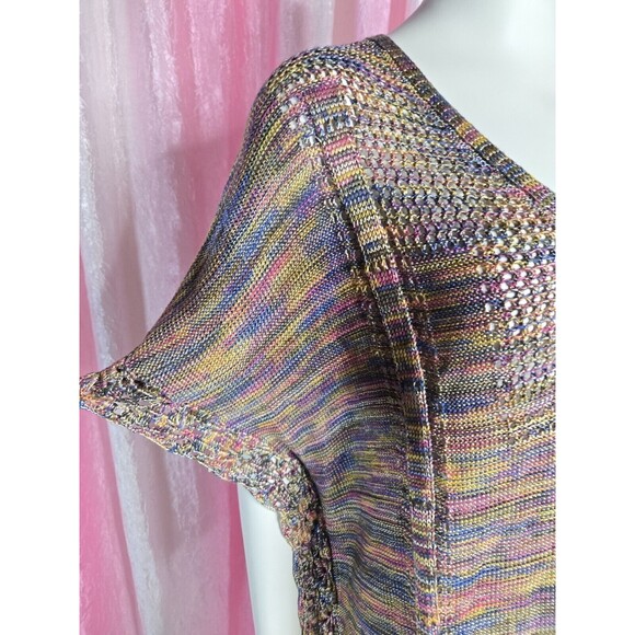 Democracy Colorful Crochet Knit Semi Sheer Long Top Size Small Medium - Picture 7 of 16